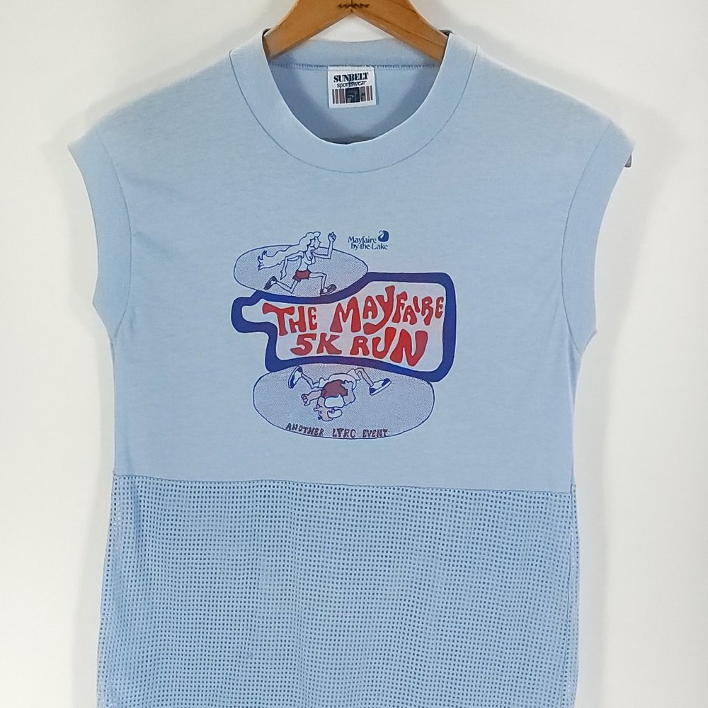 Vtg The Mayfaire 5K Run Graphic T-Shirt Men's Med Blue Sunbelt Sportswear Runner